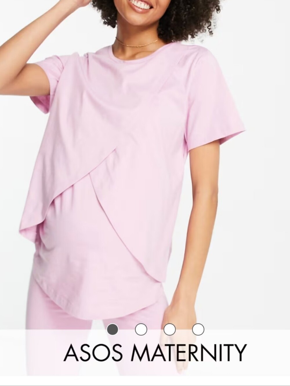 ASOS Maternity Light Pink Short Sleeve Nursing Top And leggings Size 10
